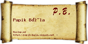 Papik Béla névjegykártya